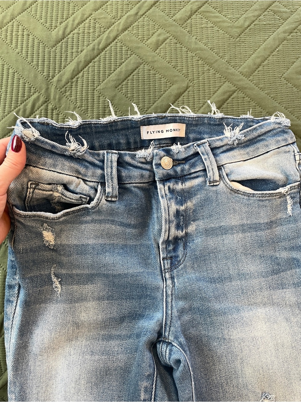Flying Monkey Light Blue Distressed Skinny Jeans - Picture 3 of 4